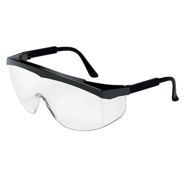 Mcr Safety SS1, Safety Glasses, Uncoated, Clear Lens, Black Frame, Half Frame, 12 PK SS010 - main